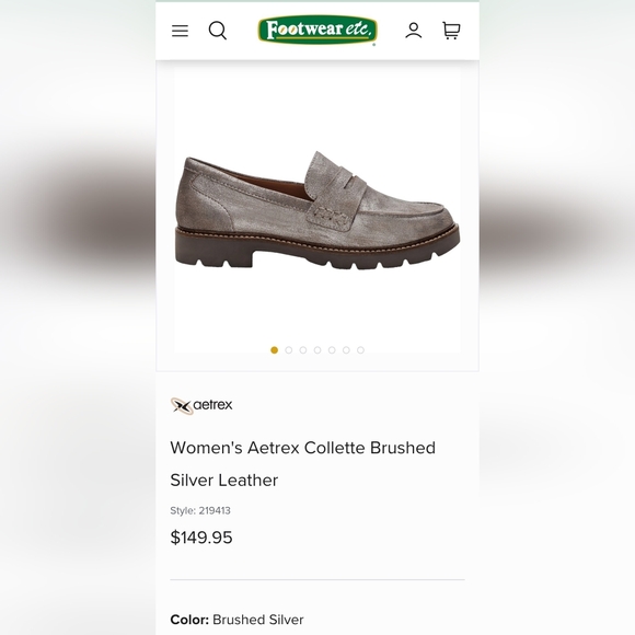 Women's Aetrex Collette Brushed Silver Leather.  Size 36/  US 6.5 - Picture 7 of 7